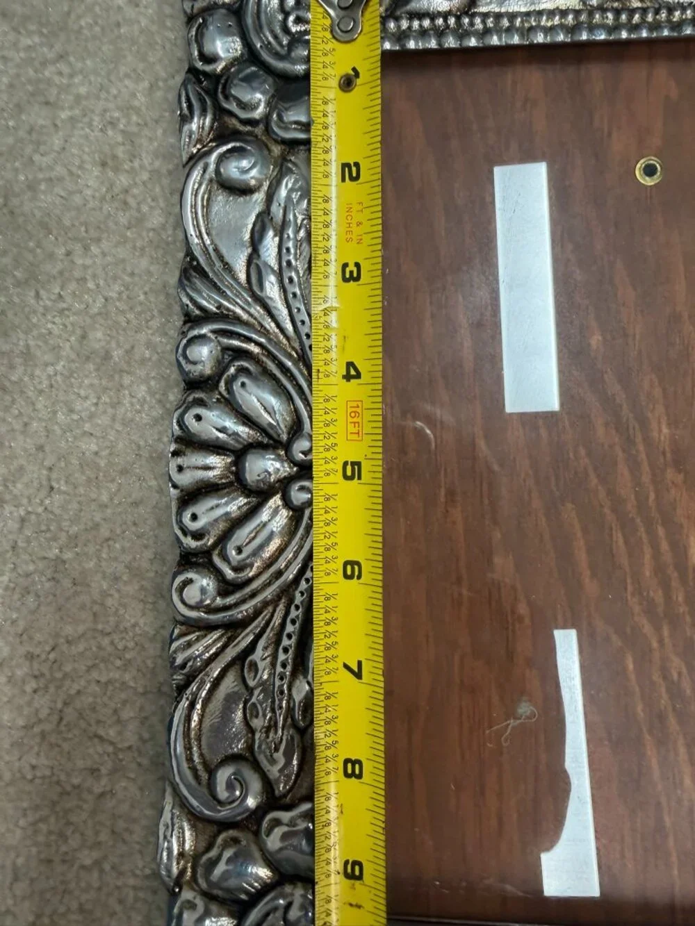 Vintage XEPAN Mexican Repoussé Picture Frame Mixed Metal 16